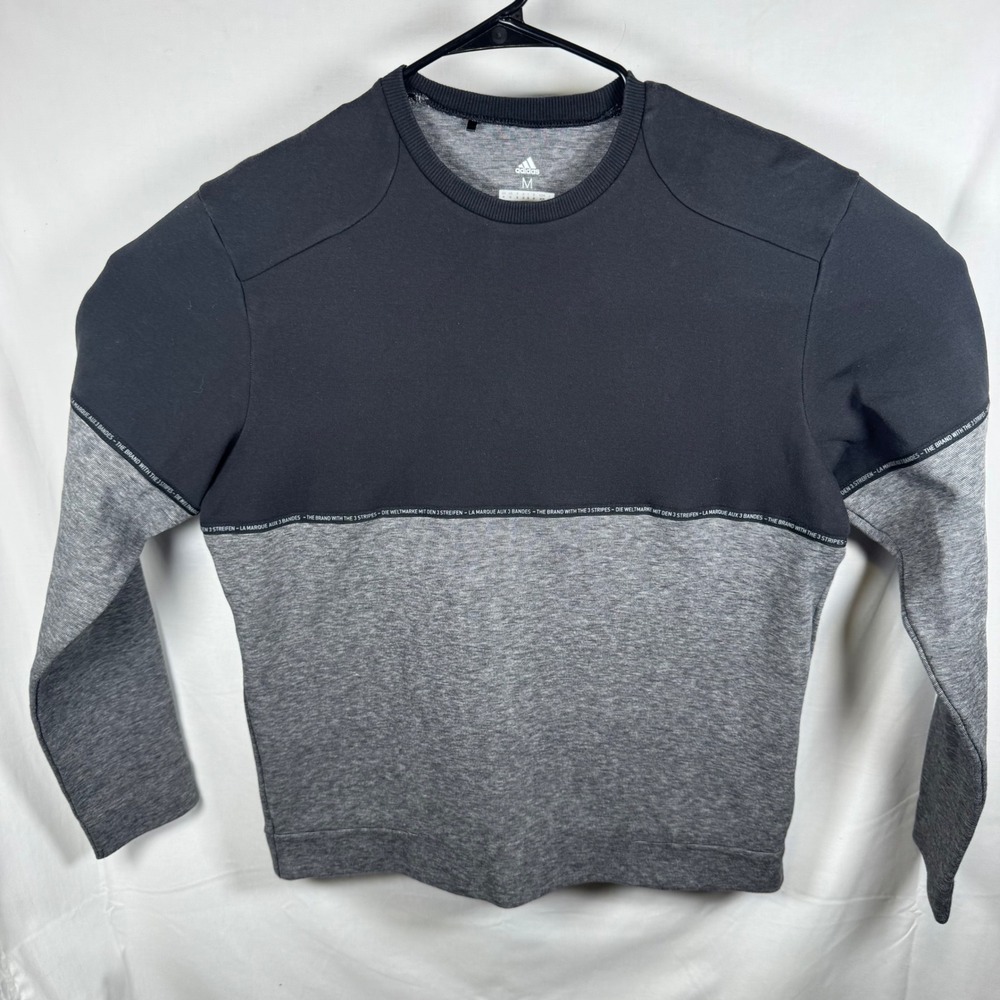 Adidas Adicross Sweatshirt Mens Medium Black Grey Colorblock Crewneck